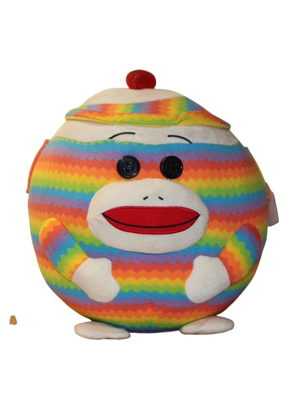 Ty Beanie Ballz Rainbow Sock Monkey Plush Large 12" Stuffed Animal Toy 2012 Mint